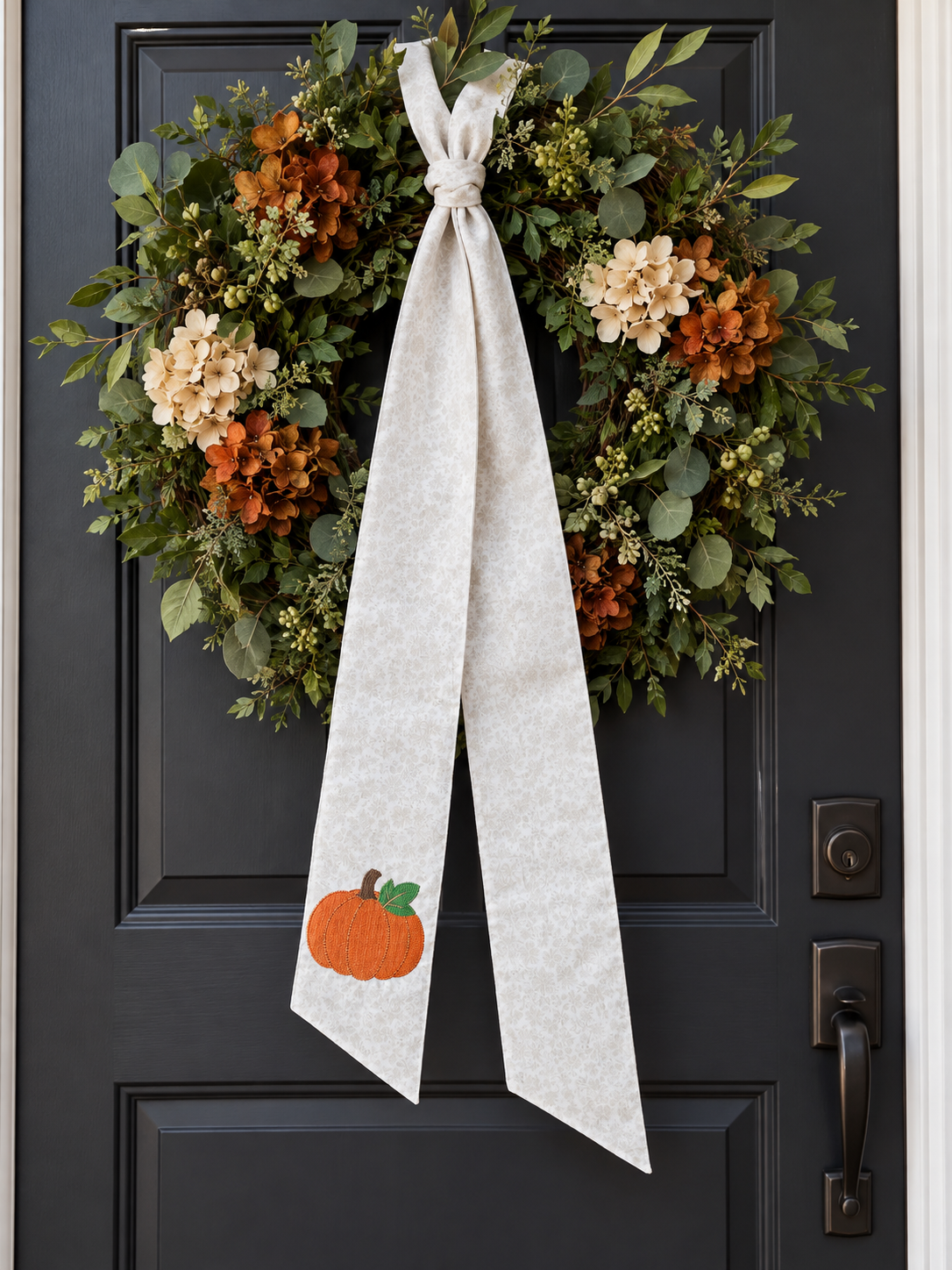 Embroidered wreath sash pumpkin