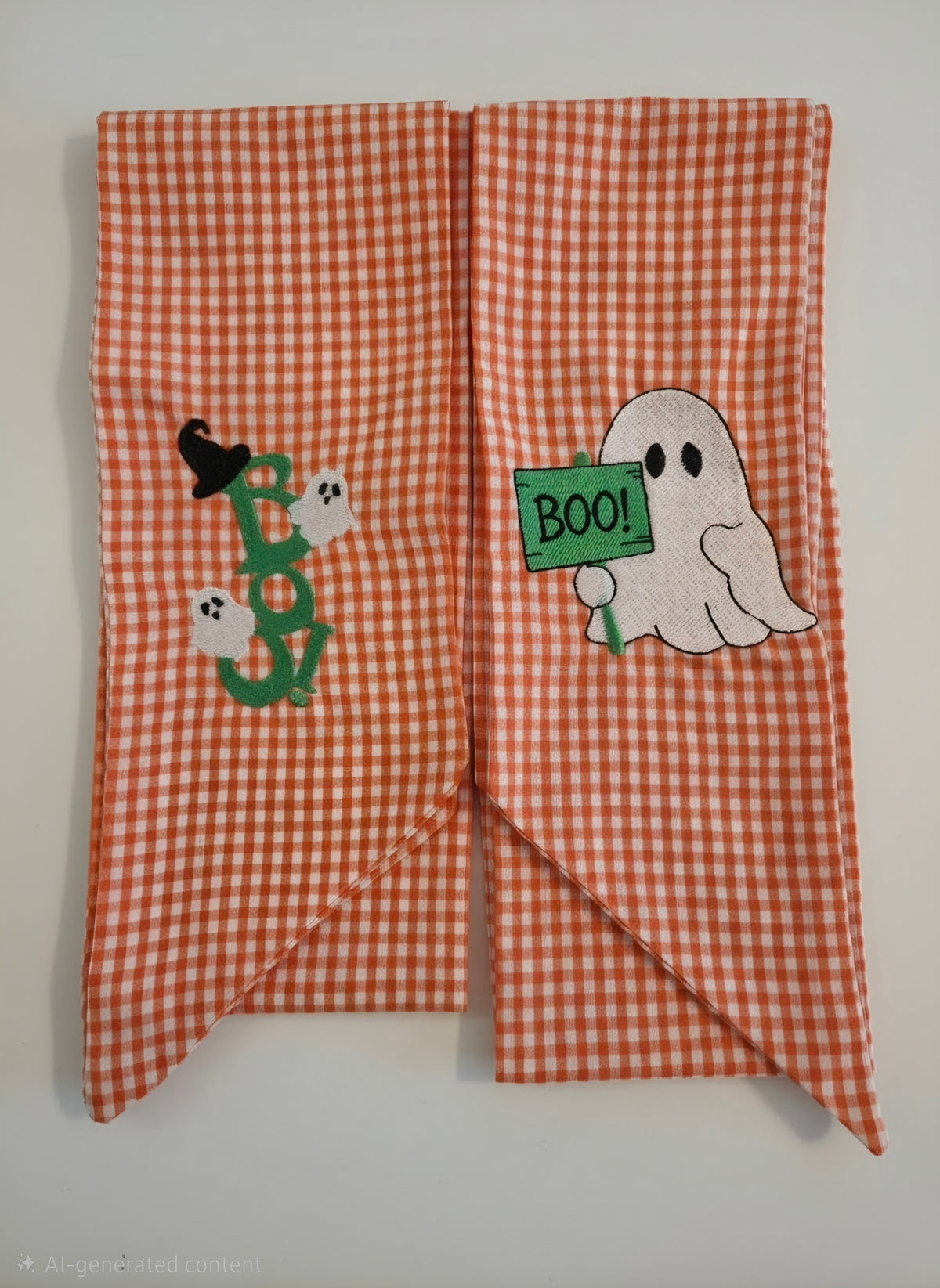 Embroiered wreath sash halloween ghost/boo