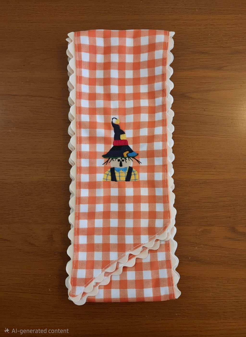 Embrodered fall wreath sash scarecrow